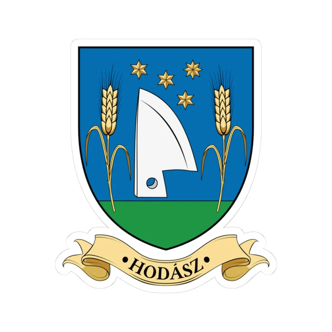 Coa Hungary Town Hodász (Hungary) (Coat of Arms) STICKER Vinyl Kiss-Cut Decal 3 Inch White - The Sticker Space