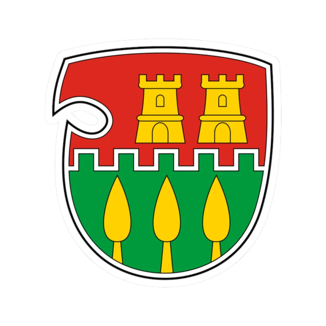 Coa Hungary Town Háromfa (Hungary) (Coat of Arms) STICKER Vinyl Kiss-Cut Decal 2 Inch White - The Sticker Space
