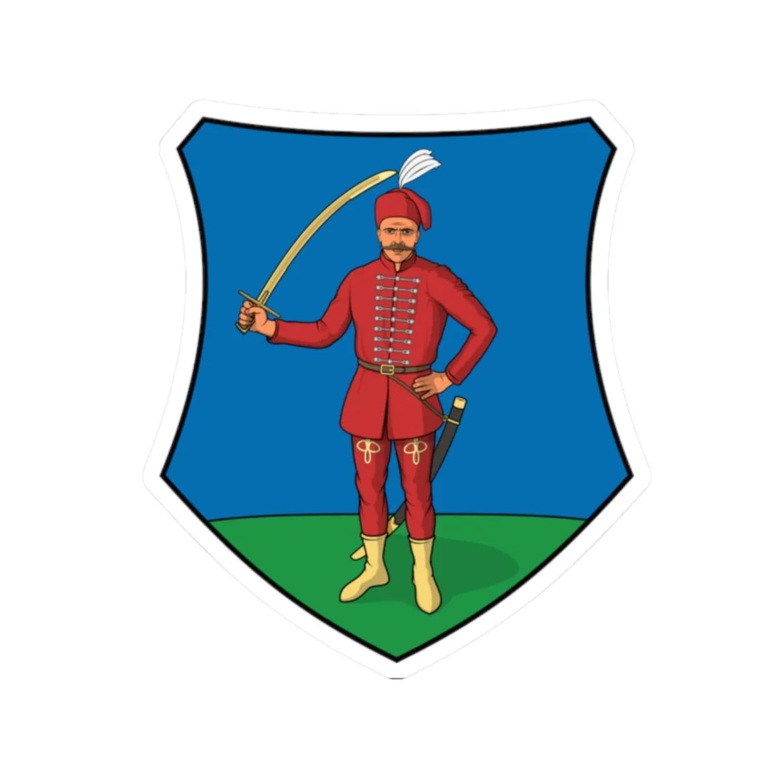 Coa Hungary Town Jánosháza (Hungary) (Coat of Arms) STICKER Vinyl Kiss-Cut Decal 2 Inch White - The Sticker Space