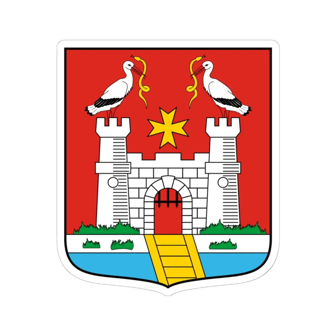 Coa Hungary Town Kalocsa (Hungary) (Coat of Arms) STICKER Vinyl Kiss-Cut Decal 6 Inch White - The Sticker Space