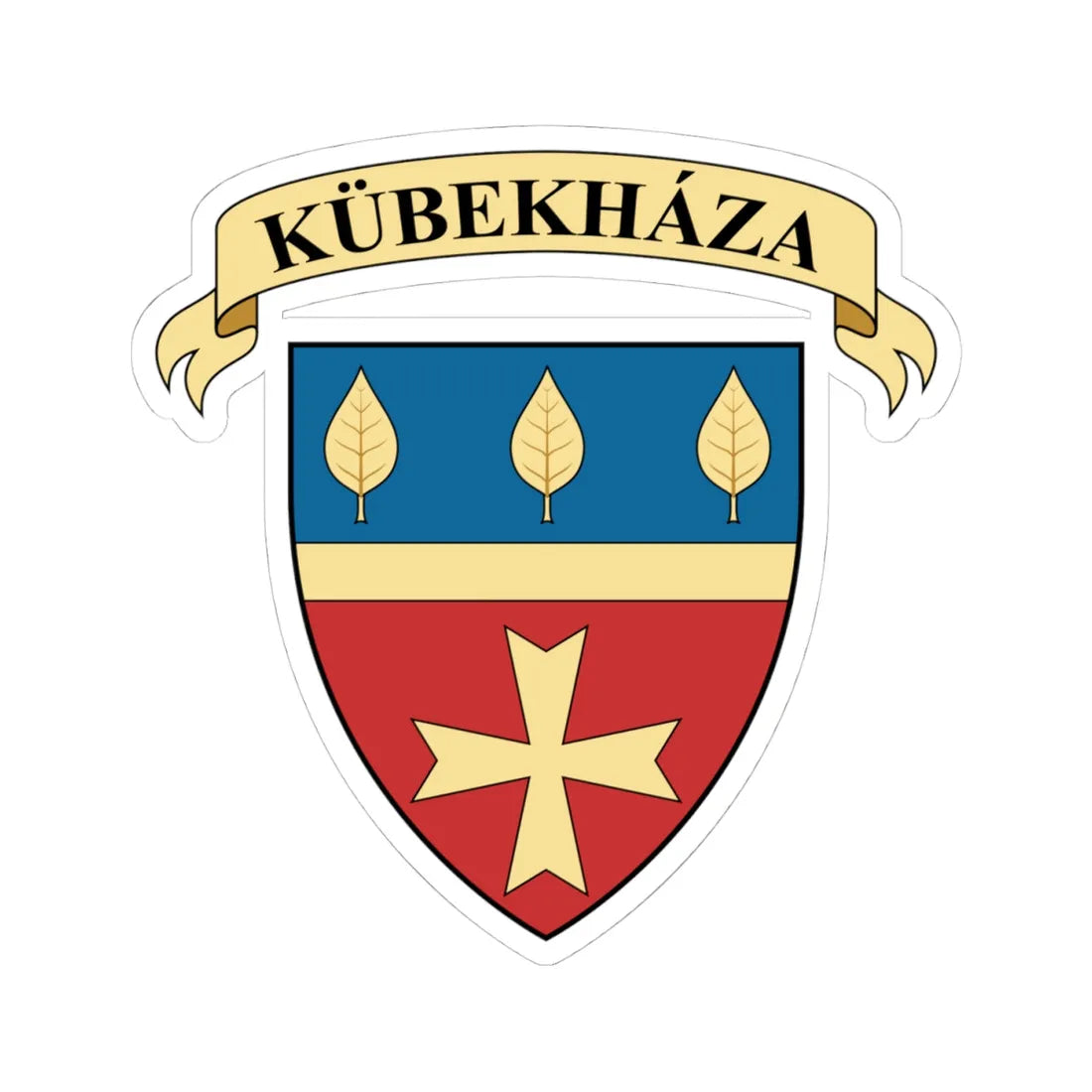 Coa Hungary Town Kübekháza (Hungary) (Coat of Arms) STICKER Vinyl Kiss-Cut Decal 4 Inch White - The Sticker Space