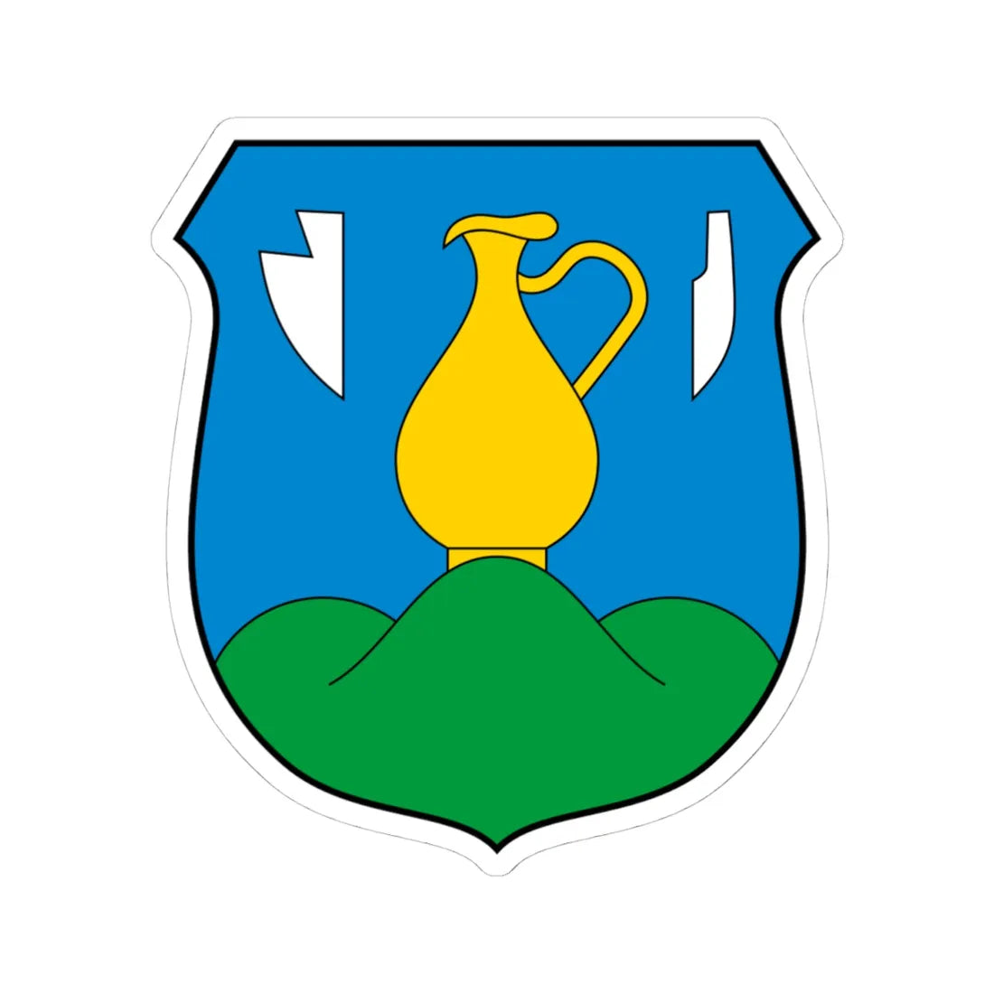 Coa Hungary Town Kishajmás (Hungary) (Coat of Arms) STICKER Vinyl Kiss-Cut Decal 4 Inch White - The Sticker Space