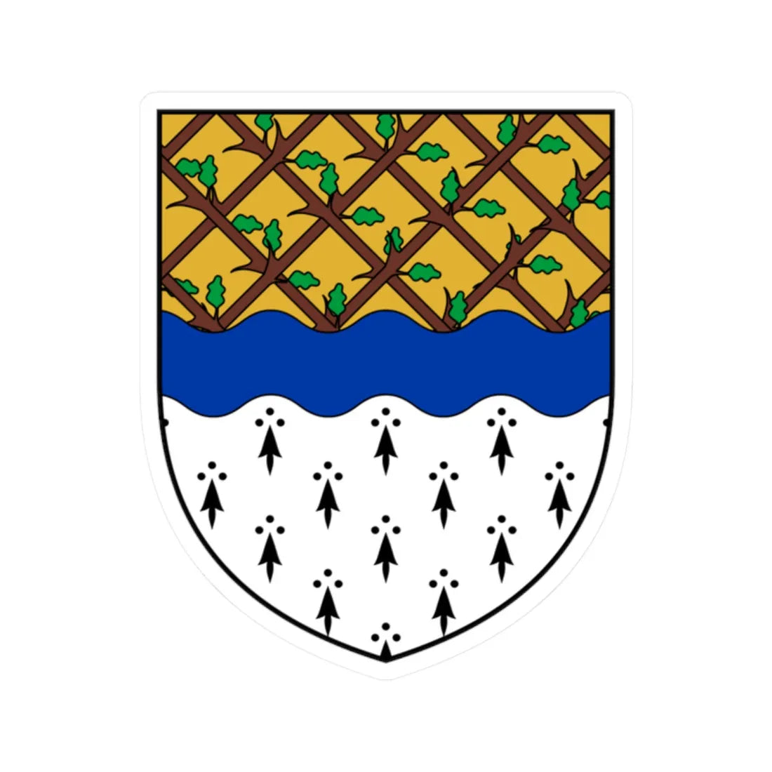 Coa Ireland Town Muine Bheag (Ireland) (Coat of Arms) STICKER Vinyl Kiss-Cut Decal 2 Inch White - The Sticker Space