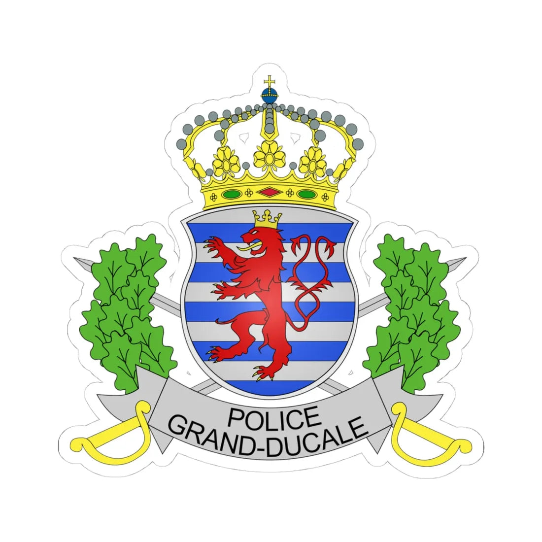 COA lux Police grande-ducale (Luxembourg) (Coat of Arms) STICKER Vinyl Kiss-Cut Decal 4 Inch White - The Sticker Space