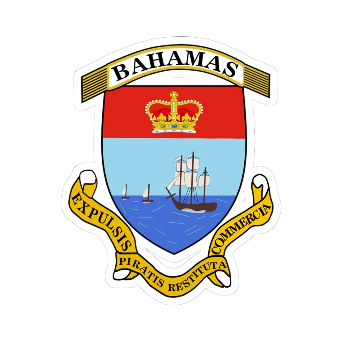COA of Bahamas proposal (Bahamas) (Coat of Arms) STICKER Vinyl Kiss-Cut Decal 3 Inch White - The Sticker Space