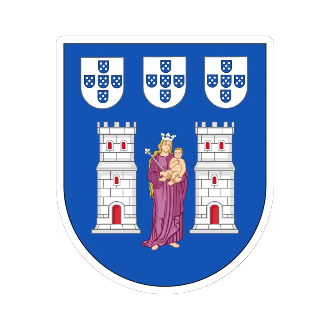 COA of Braga (Portugal) (Coat of Arms) STICKER Vinyl Kiss-Cut Decal 4 Inch White - The Sticker Space