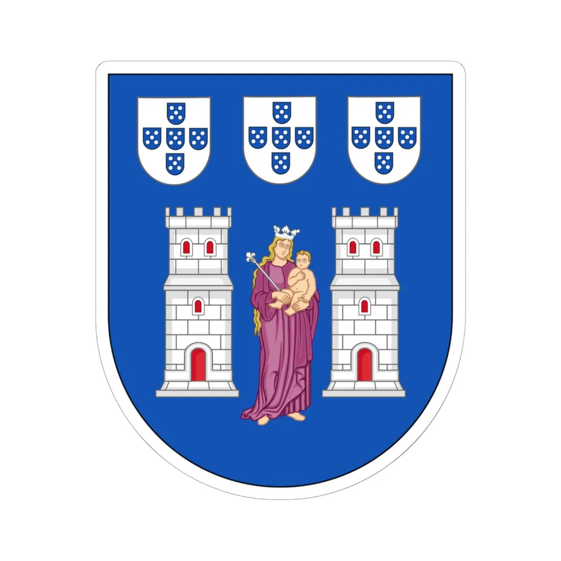 COA of Braga (Portugal) (Coat of Arms) STICKER Vinyl Kiss-Cut Decal 6 Inch White - The Sticker Space