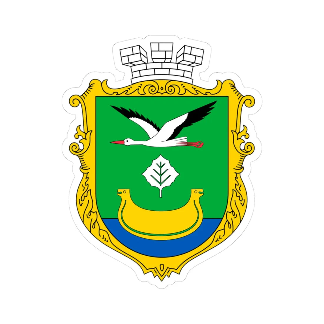 COA of Darnytsia Raion UHT (Ukraine) (Coat of Arms) STICKER Vinyl Kiss-Cut Decal 3 Inch White - The Sticker Space