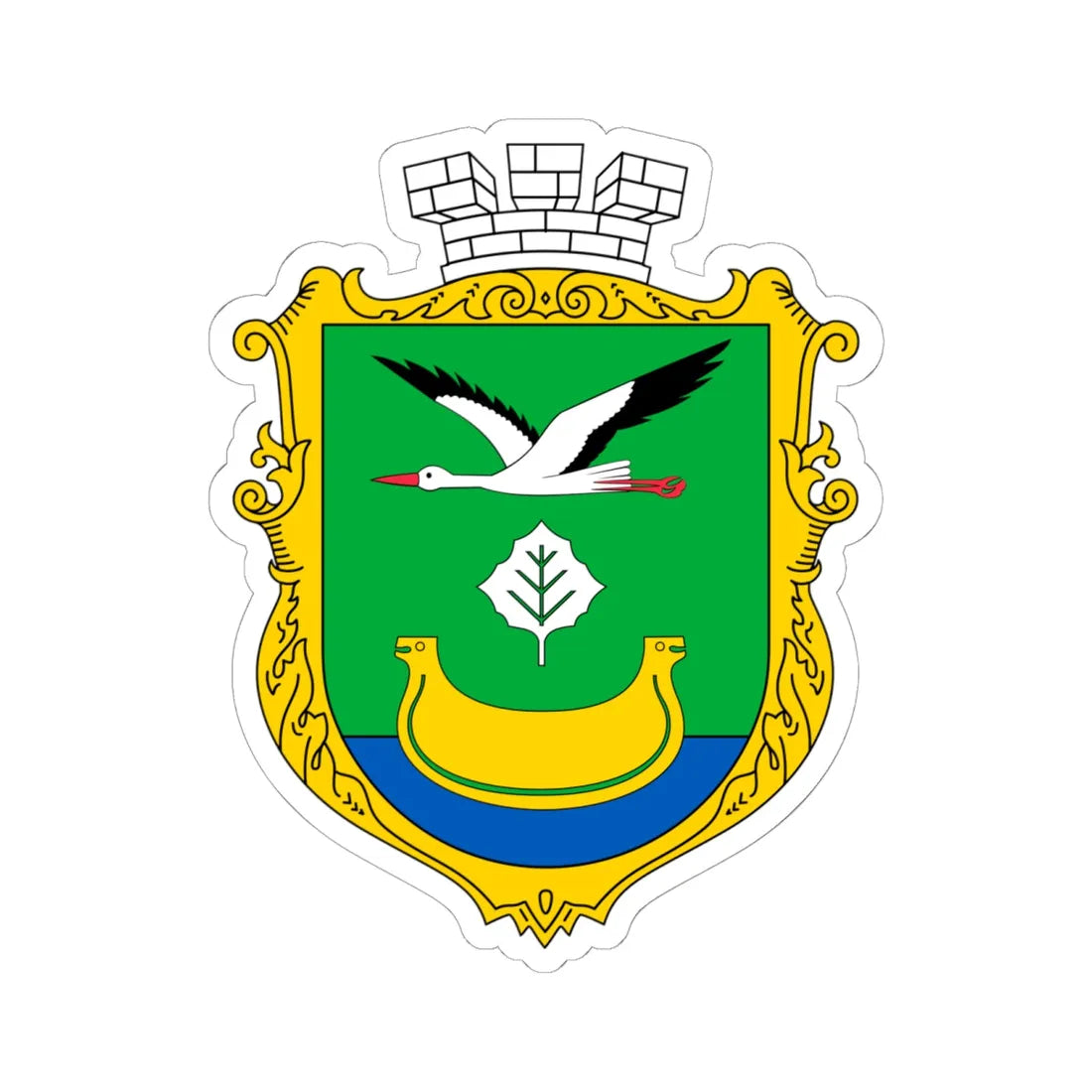 COA of Darnytsia Raion UHT (Ukraine) (Coat of Arms) STICKER Vinyl Kiss-Cut Decal 6 Inch White - The Sticker Space