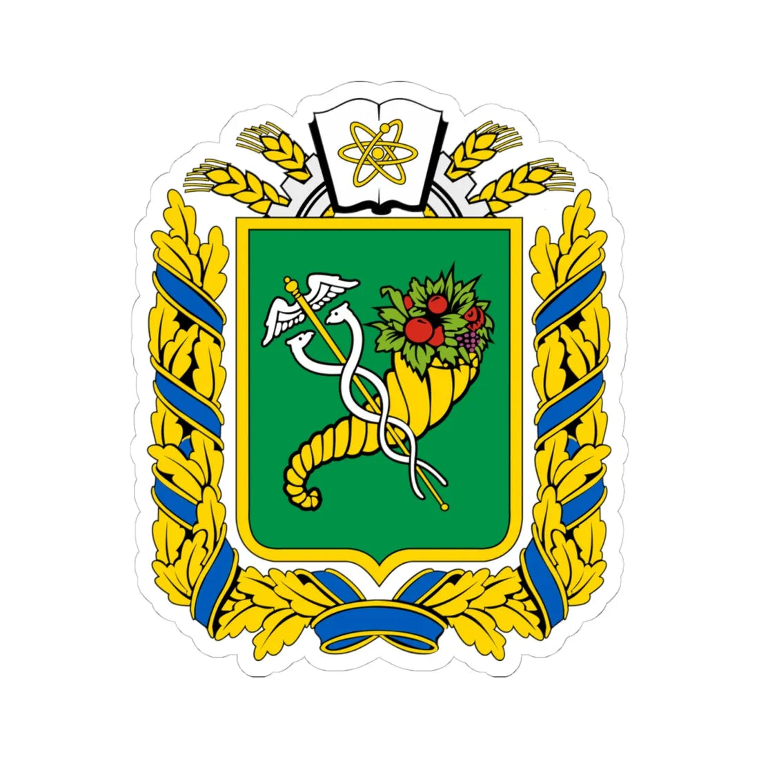 COA of Kharkiv Oblast (Ukraine) (Coat of Arms) STICKER Vinyl Kiss-Cut Decal 4 Inch White - The Sticker Space