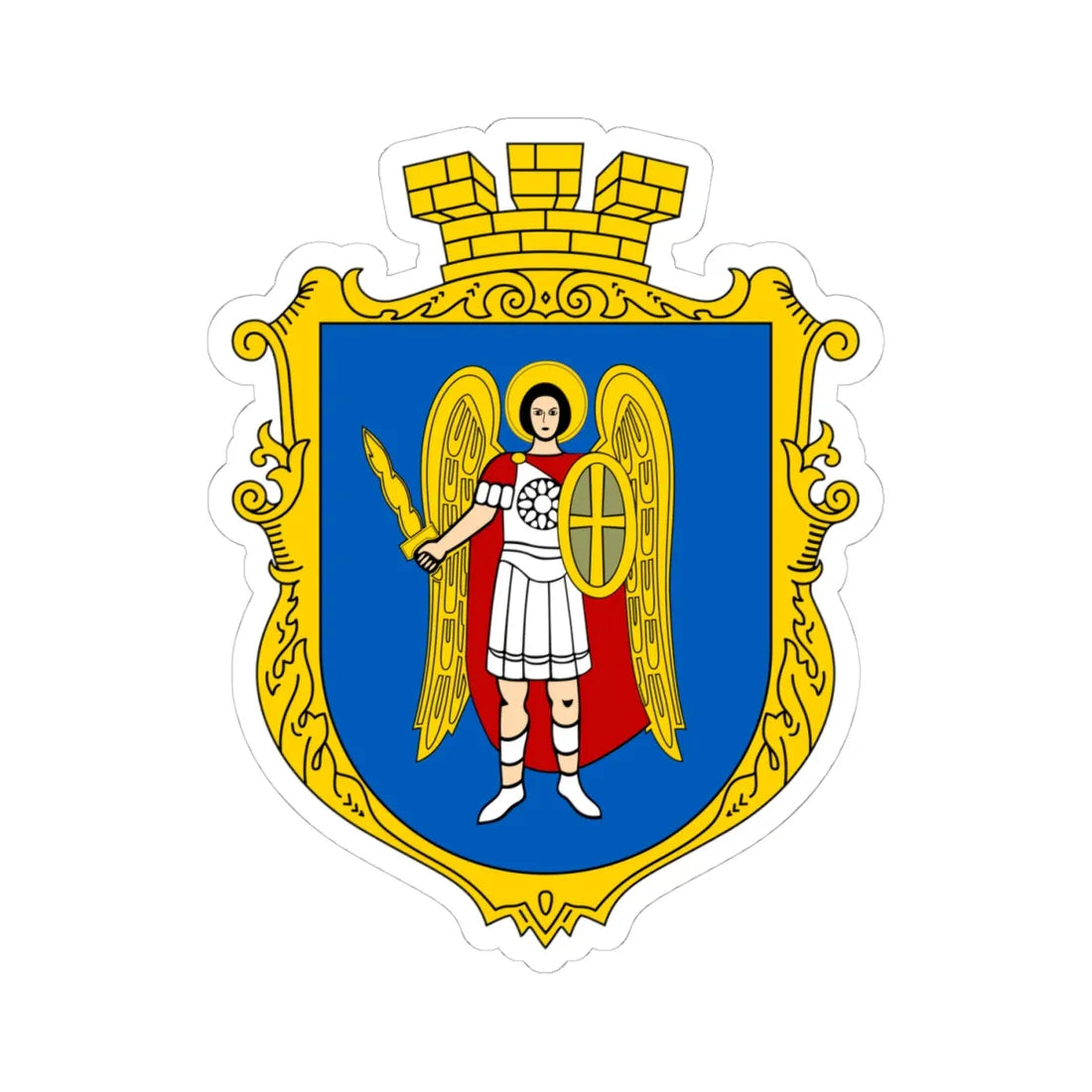 COA of Kyiv Kurovskyi UHT (Ukraine) (Coat of Arms) STICKER Vinyl Kiss-Cut Decal 4 Inch White - The Sticker Space