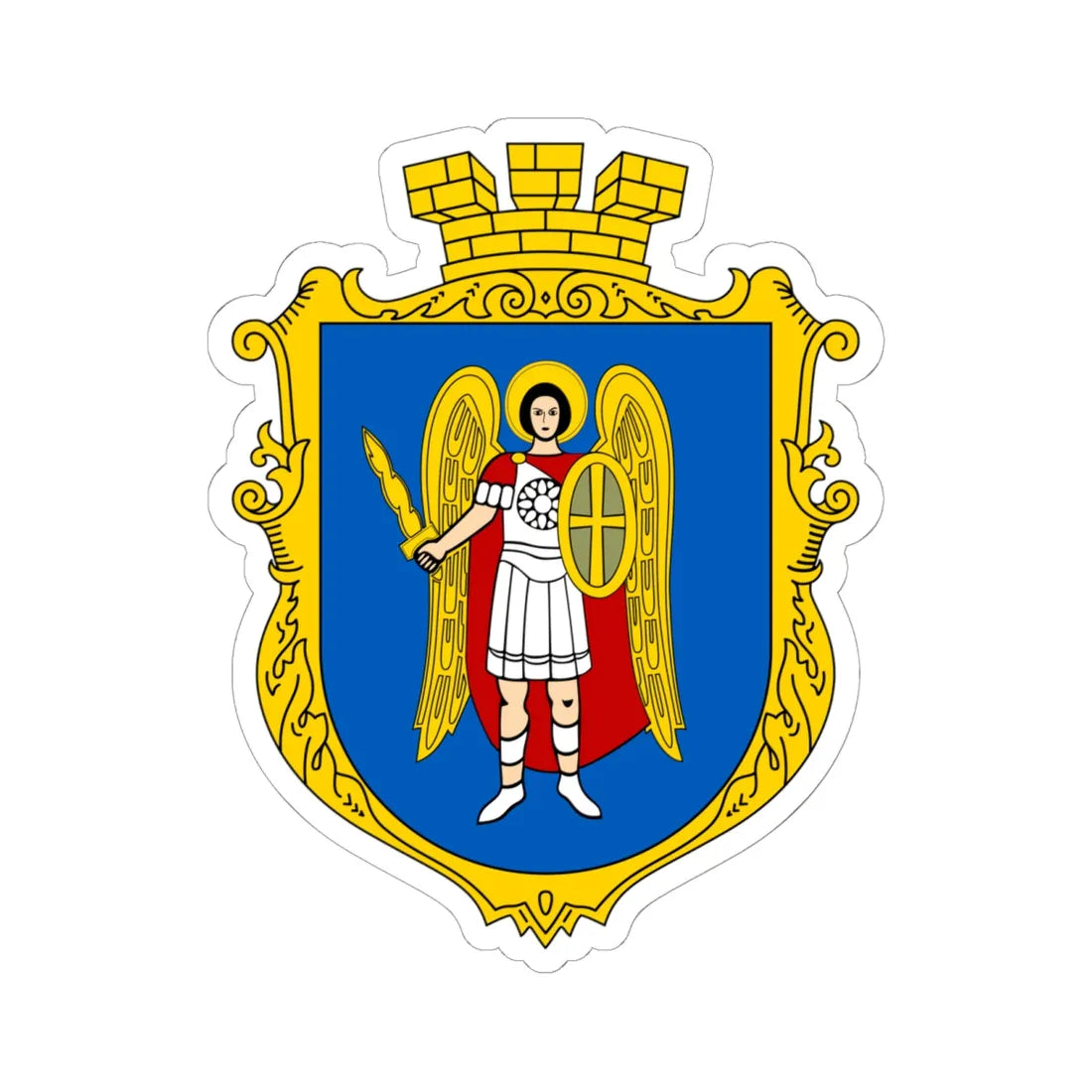 COA of Kyiv Kurovskyi UHT (Ukraine) (Coat of Arms) STICKER Vinyl Kiss-Cut Decal 6 Inch White - The Sticker Space