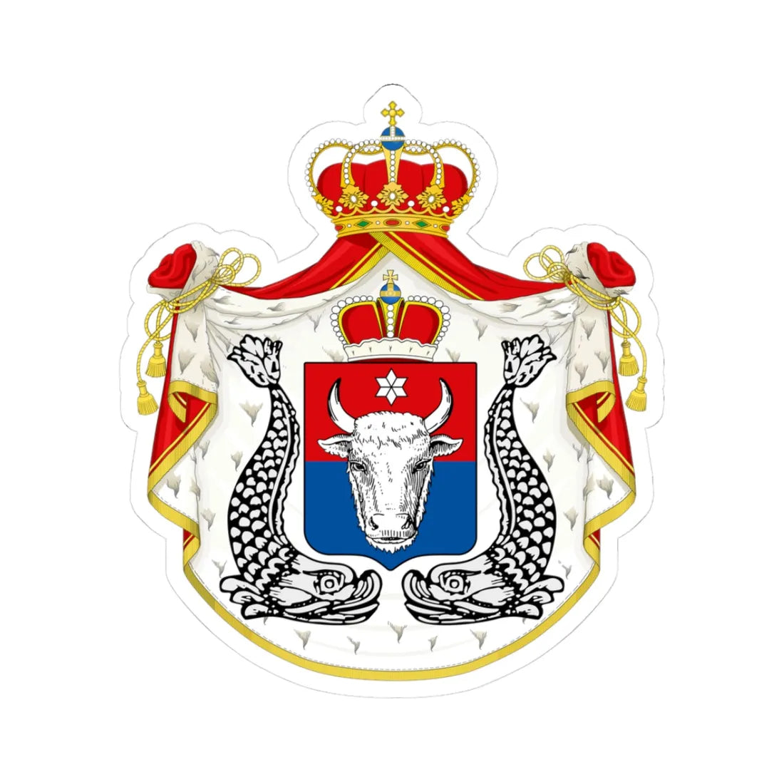 COA of Moldavia 1855 (Oman) (Coat of Arms) STICKER Vinyl Kiss-Cut Decal 3 Inch White - The Sticker Space