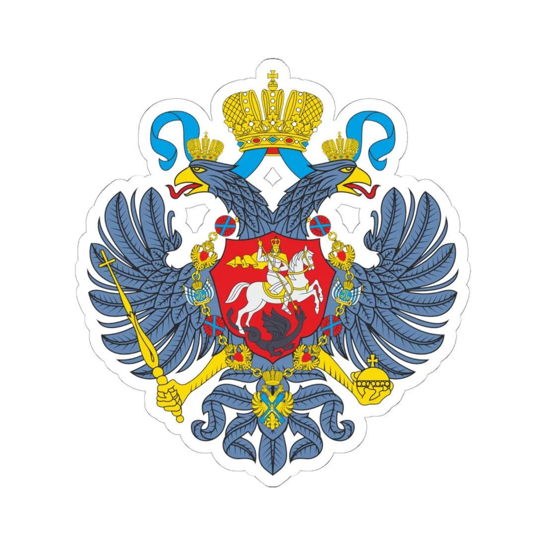 CoA of Russian Empire 1721 (Russia) (Coat of Arms) STICKER Vinyl Kiss-Cut Decal 6 Inch White - The Sticker Space
