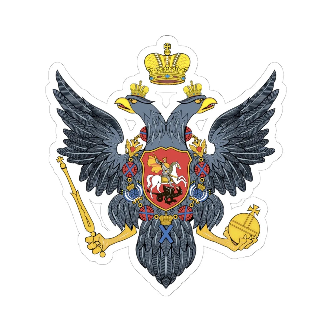 CoA of Russian Empire 1730 (Russia) (Coat of Arms) STICKER Vinyl Kiss-Cut Decal 4 Inch White - The Sticker Space