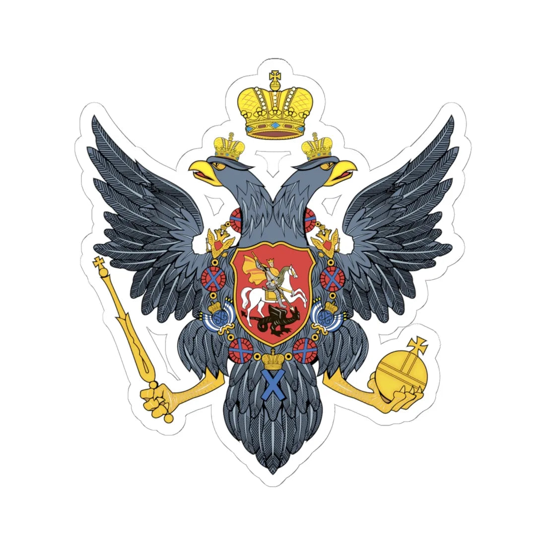 CoA of Russian Empire 1730 (Russia) (Coat of Arms) STICKER Vinyl Kiss-Cut Decal 6 Inch White - The Sticker Space