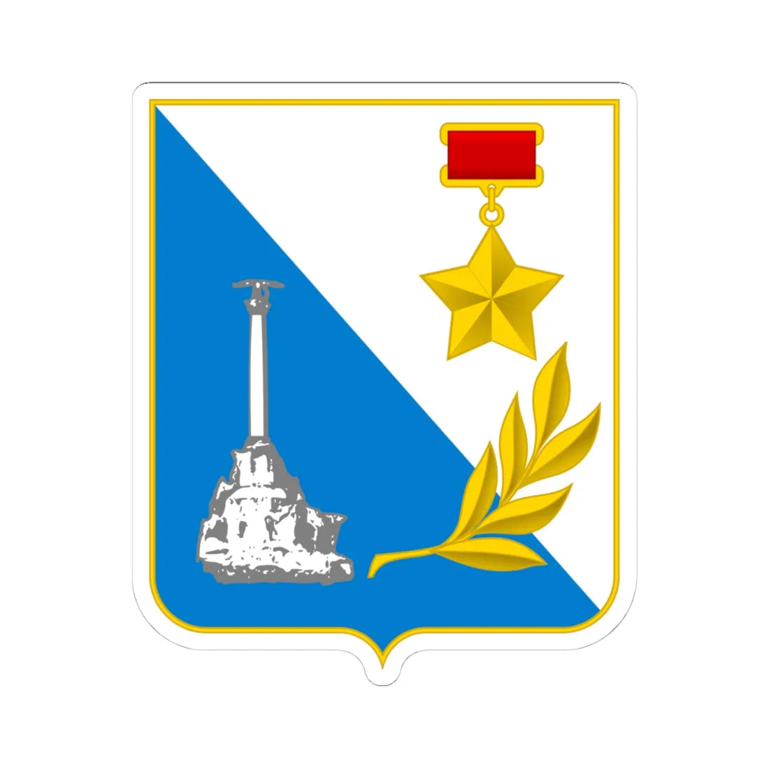 COA of Sevastopol (Ukraine) (Coat of Arms) STICKER Vinyl Kiss-Cut Decal 4 Inch White - The Sticker Space