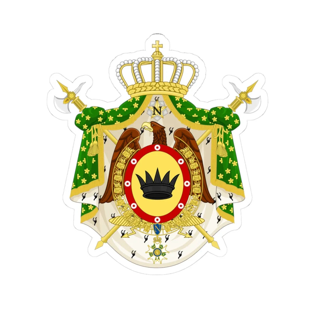 COA of the Napoleonic Kingdom of Italy Variant (Italy) (Coat of Arms) STICKER Vinyl Kiss-Cut Decal 3 Inch White - The Sticker Space