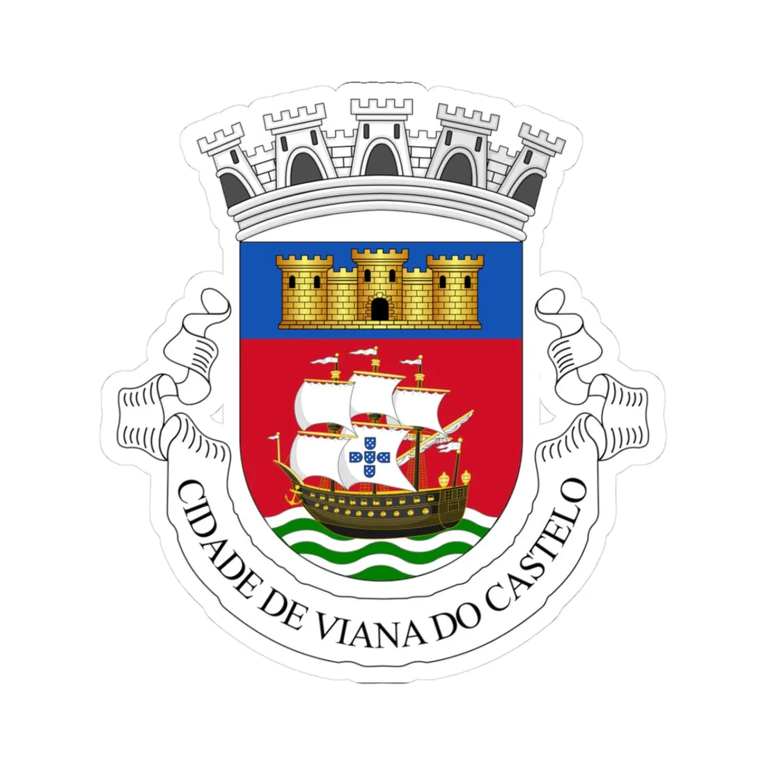 COA of Viana do Castelo (Coat of Arms) STICKER Vinyl Kiss-Cut Decal 3 Inch White - The Sticker Space