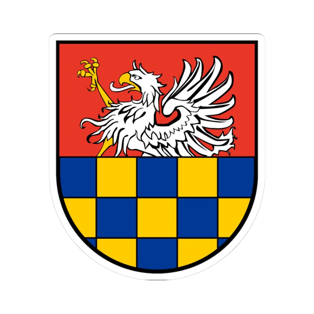 COA Pomerania Wolgast checkerd Iberian style shield white 1 (Poland) (Coat of Arms) STICKER Vinyl Kiss-Cut Decal 3 Inch White - The Sticker Space