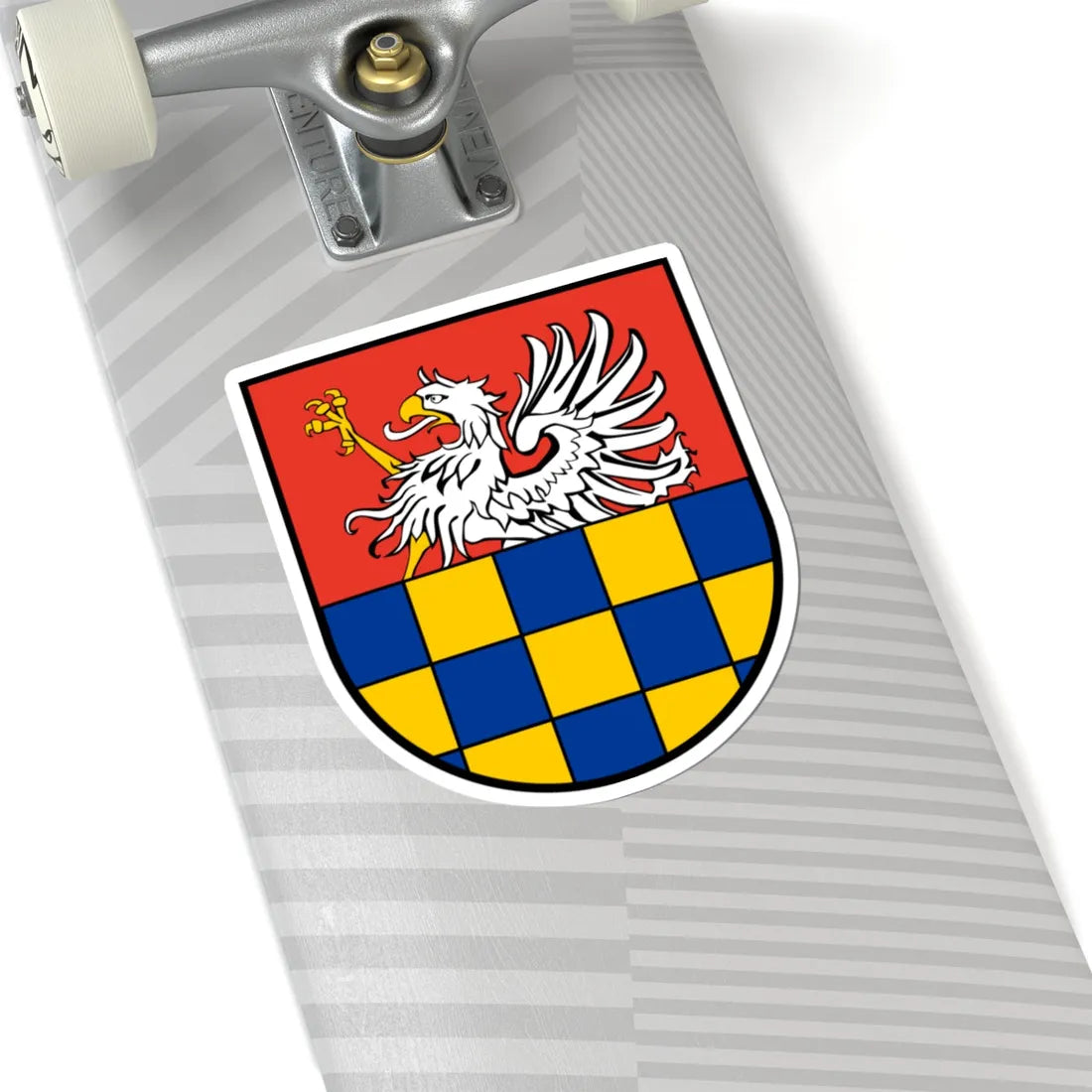 COA Pomerania Wolgast checkerd Iberian style shield white 1 (Poland) (Coat of Arms) STICKER Vinyl Kiss-Cut Decal - The Sticker Space