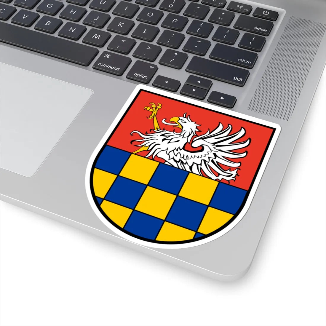 COA Pomerania Wolgast checkerd Iberian style shield white 1 (Poland) (Coat of Arms) STICKER Vinyl Kiss-Cut Decal - The Sticker Space