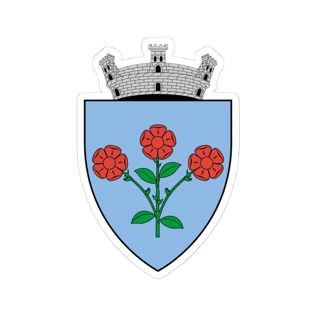 Coa Romania Town Barcarozsnyó (Oman) (Coat of Arms) STICKER Vinyl Kiss-Cut Decal 4 Inch White - The Sticker Space