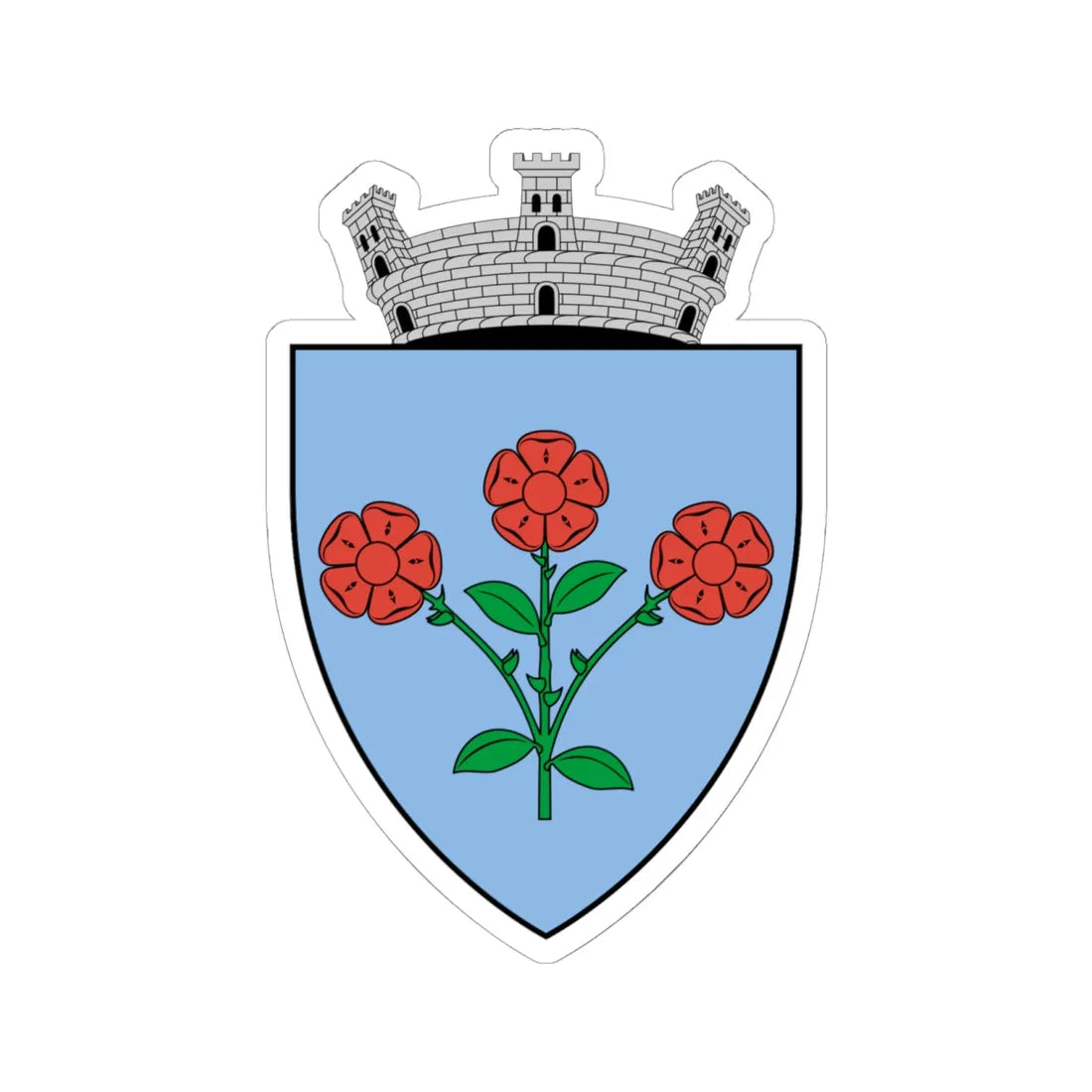 Coa Romania Town Barcarozsnyó (Oman) (Coat of Arms) STICKER Vinyl Kiss-Cut Decal 6 Inch White - The Sticker Space