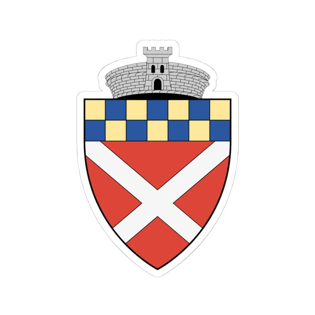 Coa Romania Town Bácsi (Oman) (Coat of Arms) STICKER Vinyl Kiss-Cut Decal 4 Inch White - The Sticker Space