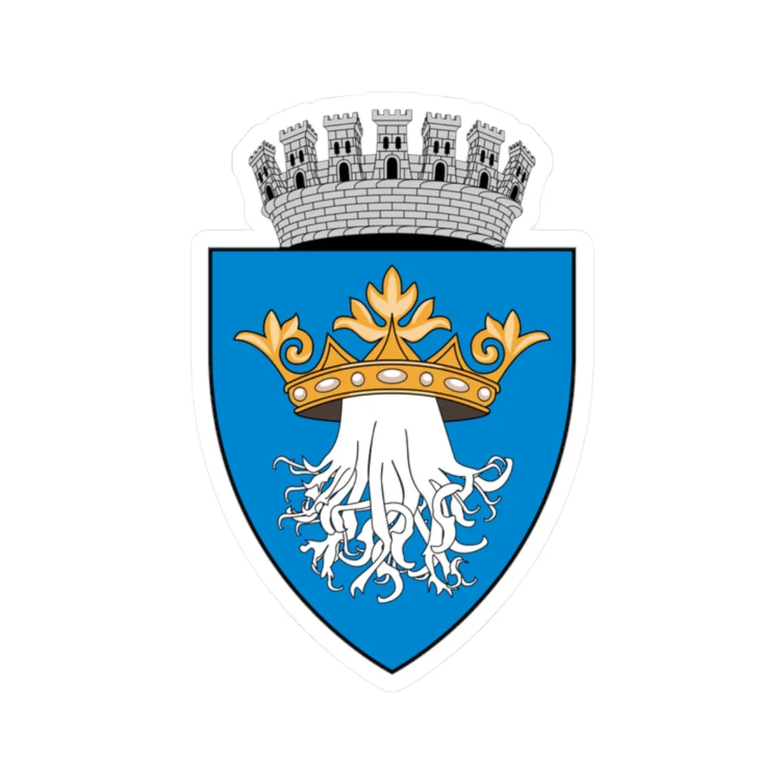 Coa Romania Town Brassó History (Oman) (Coat of Arms) STICKER Vinyl Kiss-Cut Decal 2 Inch White - The Sticker Space