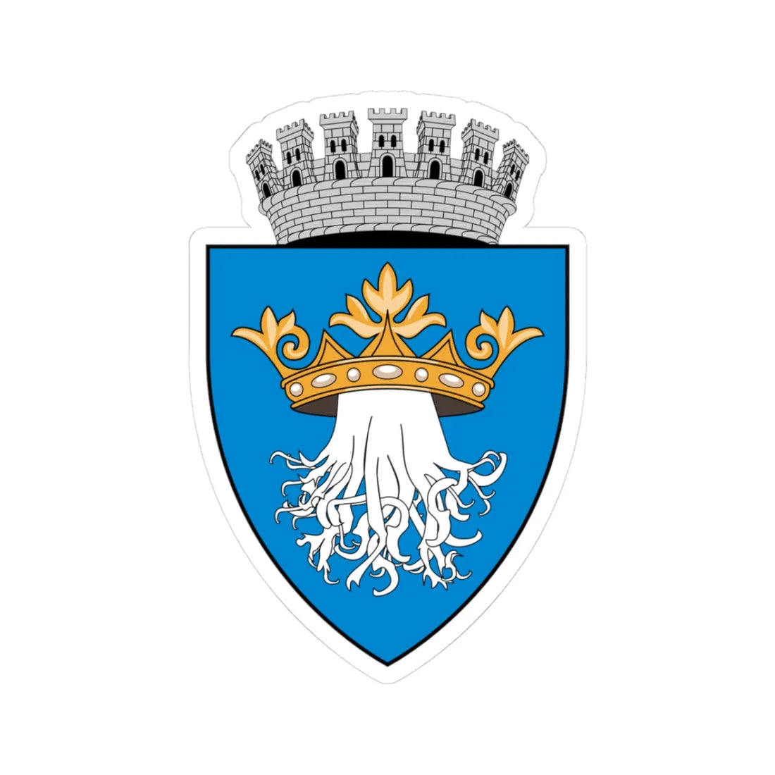 Coa Romania Town Brassó History (Oman) (Coat of Arms) STICKER Vinyl Kiss-Cut Decal 3 Inch White - The Sticker Space