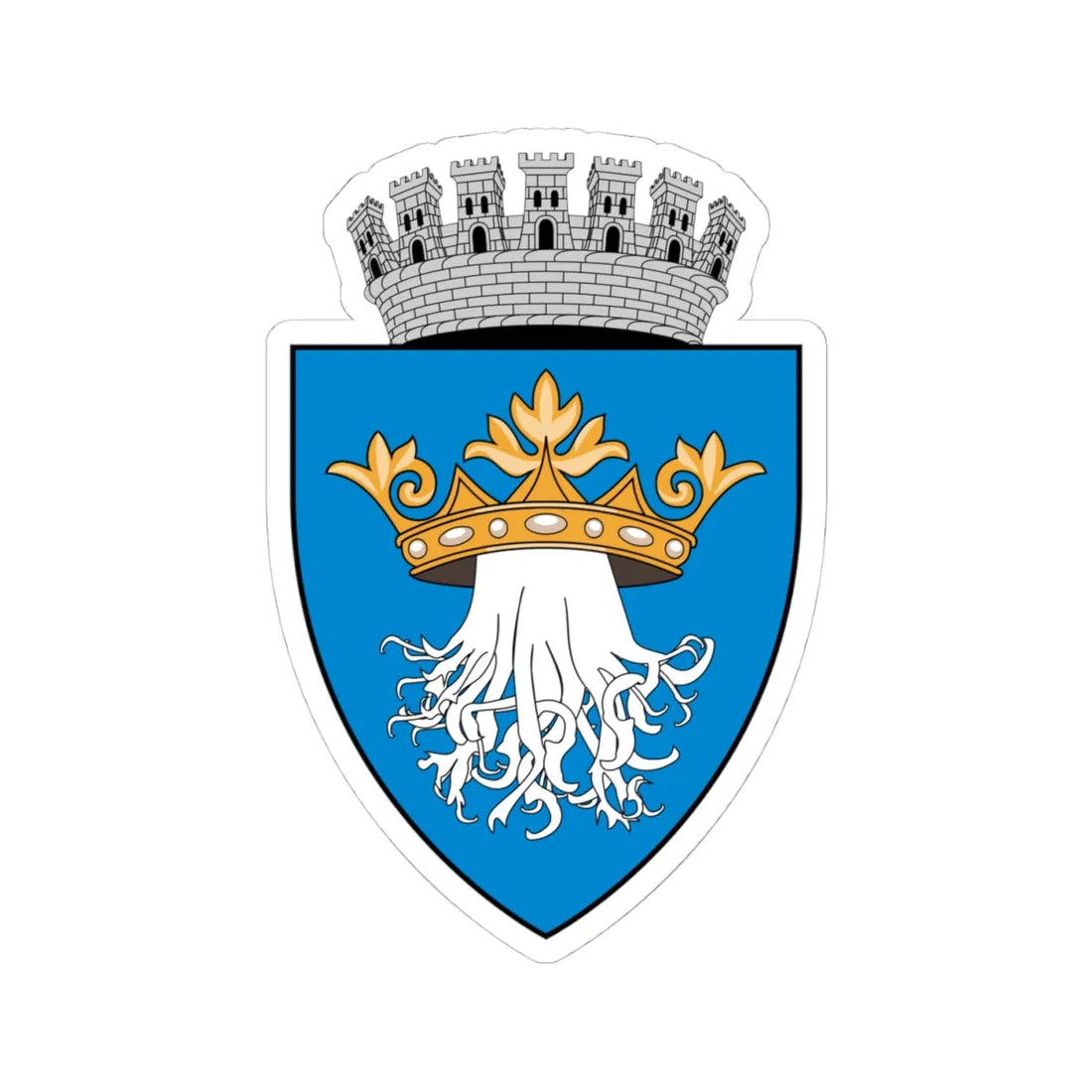 Coa Romania Town Brassó History (Oman) (Coat of Arms) STICKER Vinyl Kiss-Cut Decal 4 Inch White - The Sticker Space