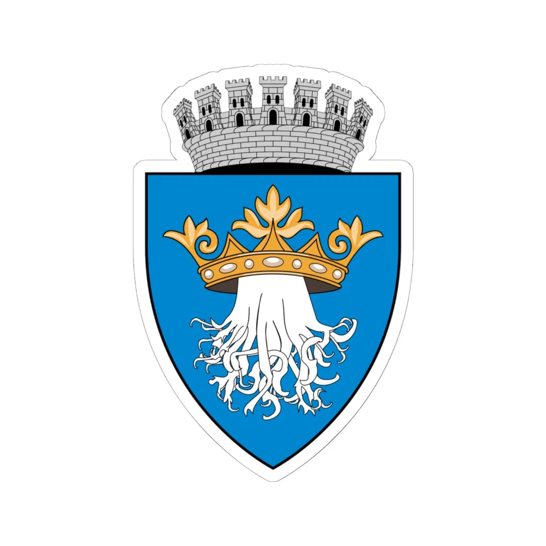 Coa Romania Town Brassó History (Oman) (Coat of Arms) STICKER Vinyl Kiss-Cut Decal 6 Inch White - The Sticker Space