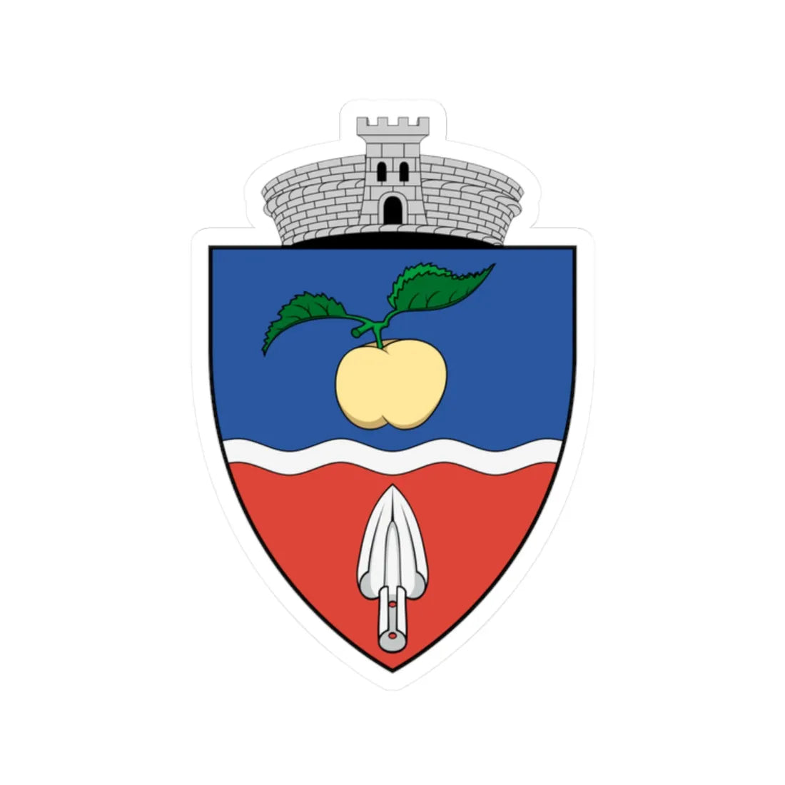 Coa Romania Town Bátos (Oman) (Coat of Arms) STICKER Vinyl Kiss-Cut Decal 2 Inch White - The Sticker Space