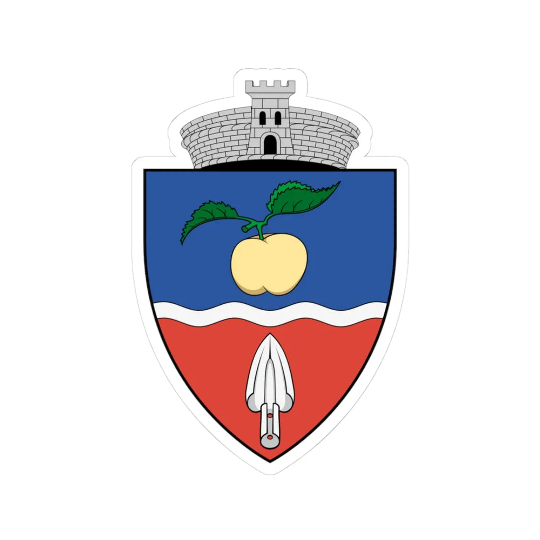 Coa Romania Town Bátos (Oman) (Coat of Arms) STICKER Vinyl Kiss-Cut Decal 3 Inch White - The Sticker Space