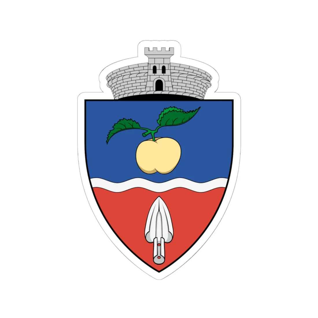 Coa Romania Town Bátos (Oman) (Coat of Arms) STICKER Vinyl Kiss-Cut Decal 6 Inch White - The Sticker Space