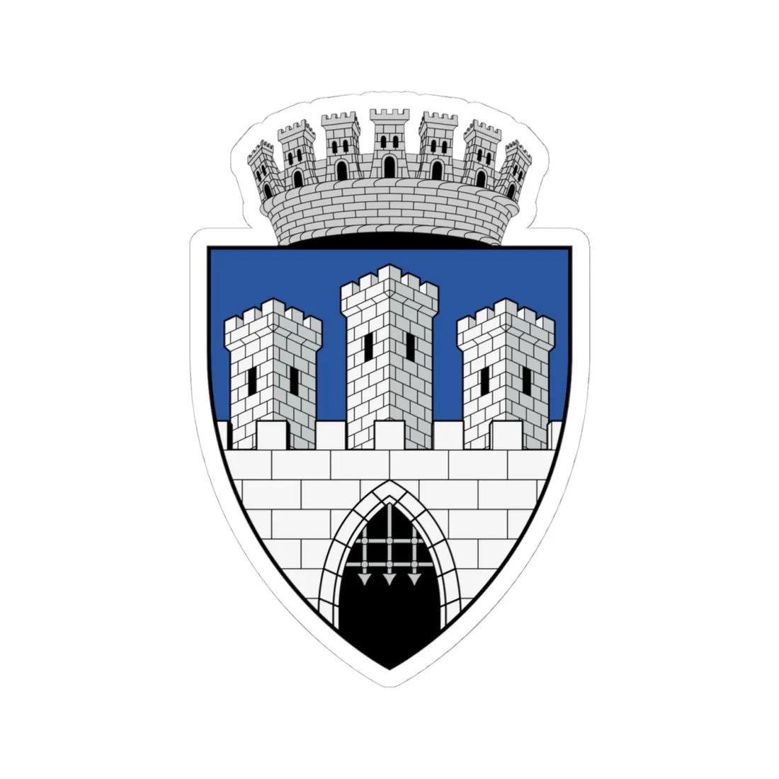 Coa Romania Town Cluj History (Oman) (Coat of Arms) STICKER Vinyl Kiss-Cut Decal 4 Inch White - The Sticker Space