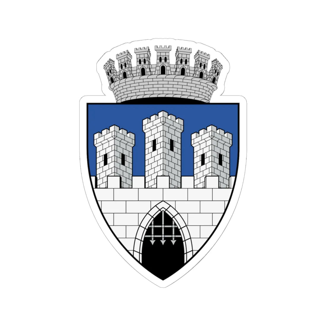 Coa Romania Town Cluj History (Oman) (Coat of Arms) STICKER Vinyl Kiss-Cut Decal 6 Inch White - The Sticker Space