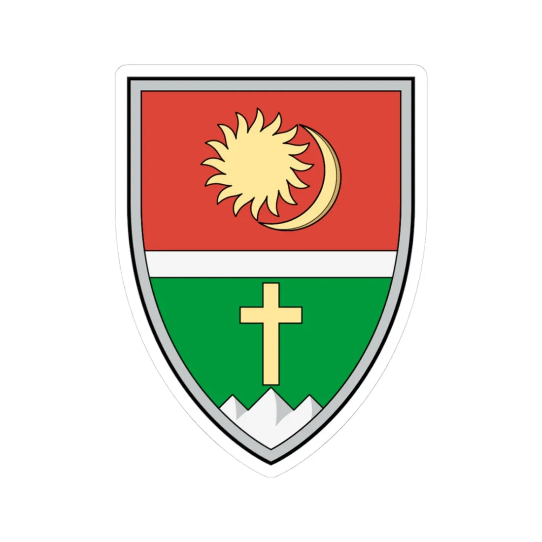 Coa Romania Town Csíkszentdomokos (Oman) (Coat of Arms) STICKER Vinyl Kiss-Cut Decal 3 Inch White - The Sticker Space
