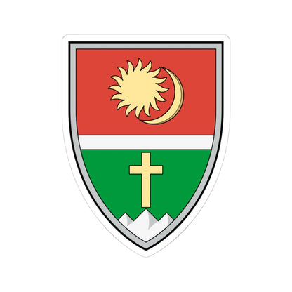 Coa Romania Town Csíkszentdomokos (Oman) (Coat of Arms) STICKER Vinyl Kiss-Cut Decal 4 Inch White - The Sticker Space