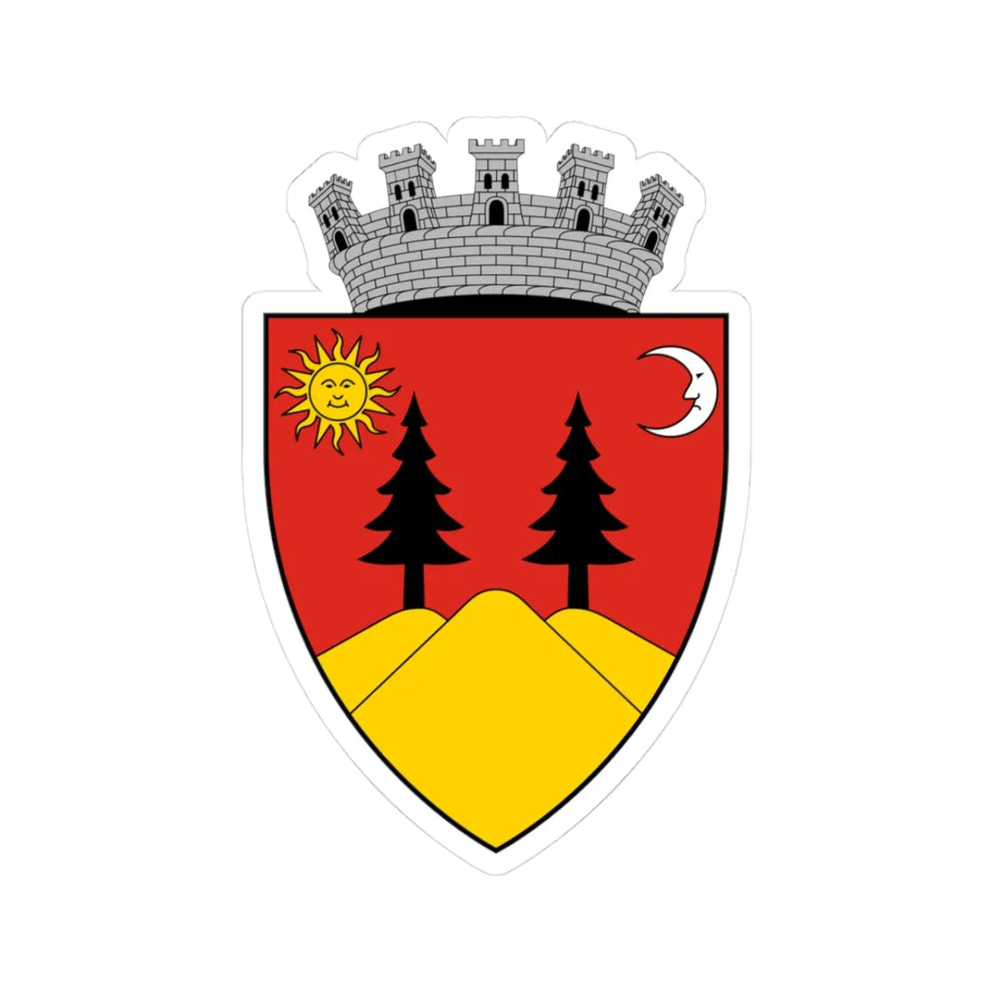 Coa Romania Town Falticsén (Oman) (Coat of Arms) STICKER Vinyl Kiss-Cut Decal 3 Inch White - The Sticker Space