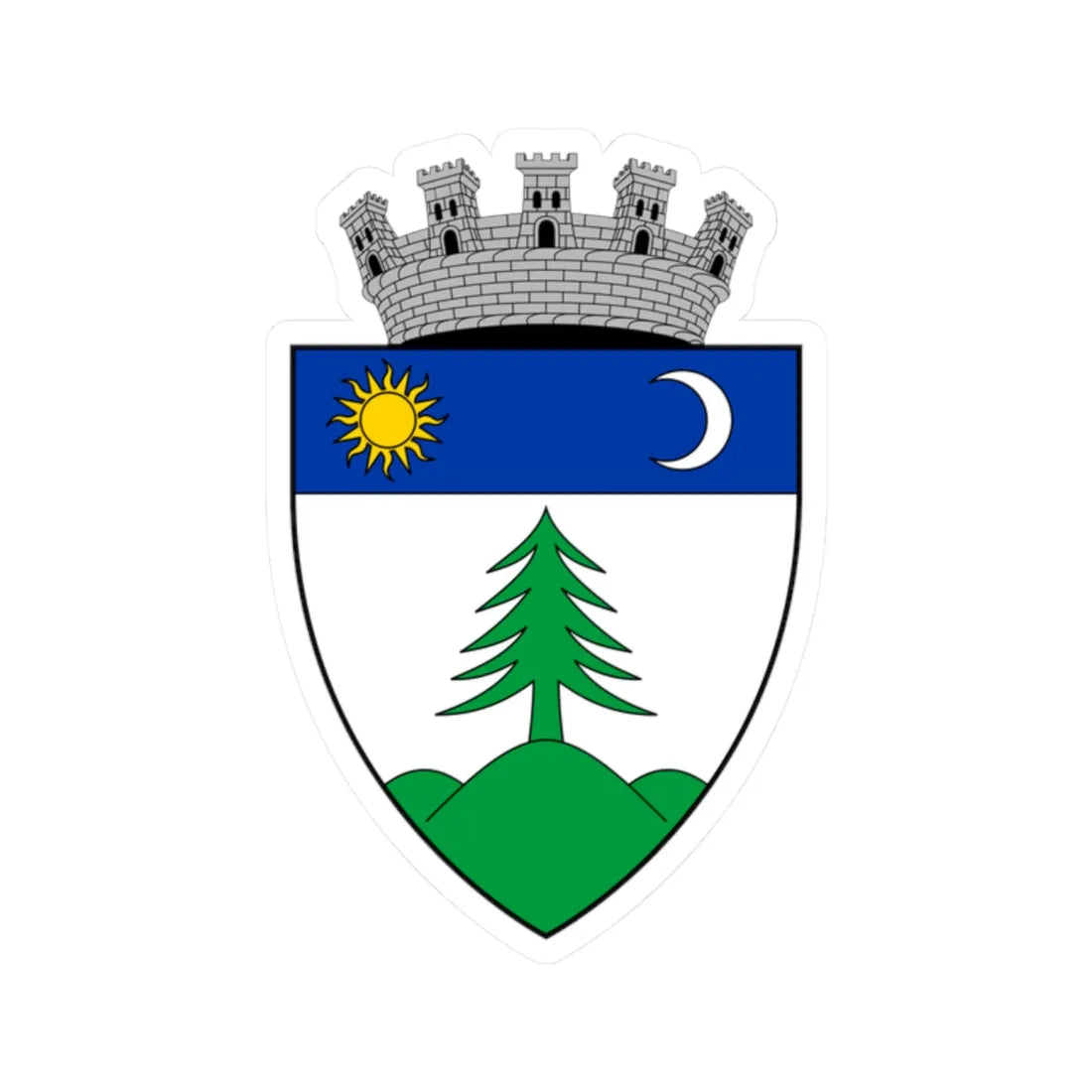 Coa Romania Town Gyergyószentmiklós 4 (Oman) (Coat of Arms) STICKER Vinyl Kiss-Cut Decal 2 Inch White - The Sticker Space