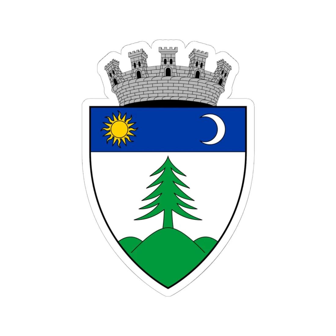 Coa Romania Town Gyergyószentmiklós 4 (Oman) (Coat of Arms) STICKER Vinyl Kiss-Cut Decal 6 Inch White - The Sticker Space