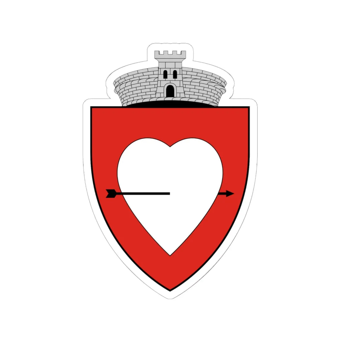 Coa Romania Town Laudonfalva (Oman) (Coat of Arms) STICKER Vinyl Kiss-Cut Decal 6 Inch White - The Sticker Space