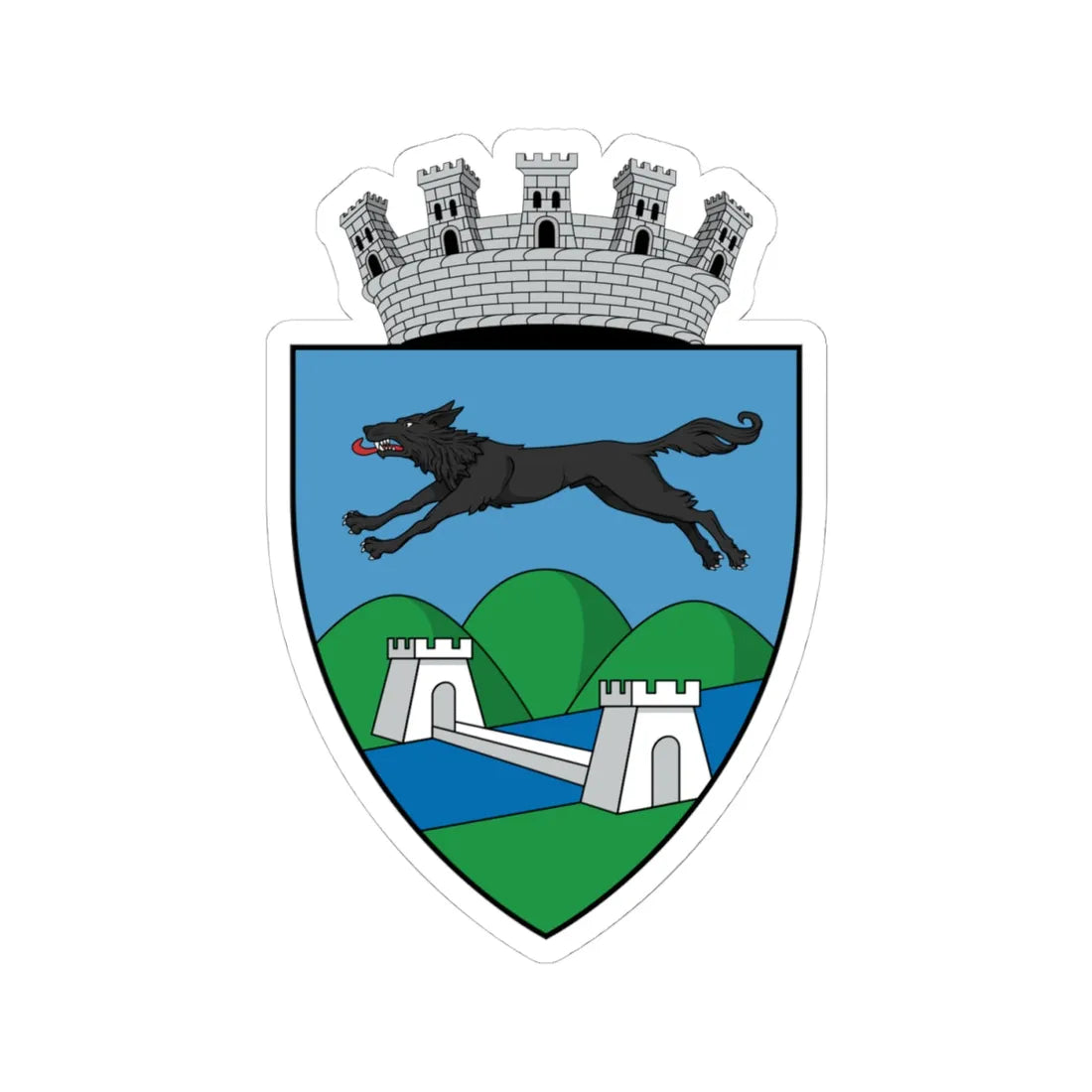 Coa Romania Town Lugos History 2 (Oman) (Coat of Arms) STICKER Vinyl Kiss-Cut Decal 4 Inch White - The Sticker Space