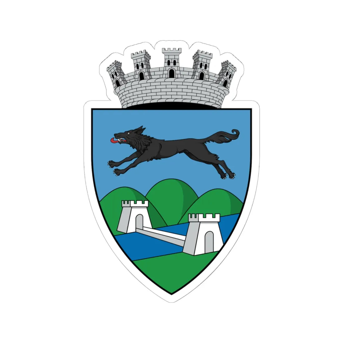 Coa Romania Town Lugos History 2 (Oman) (Coat of Arms) STICKER Vinyl Kiss-Cut Decal 6 Inch White - The Sticker Space