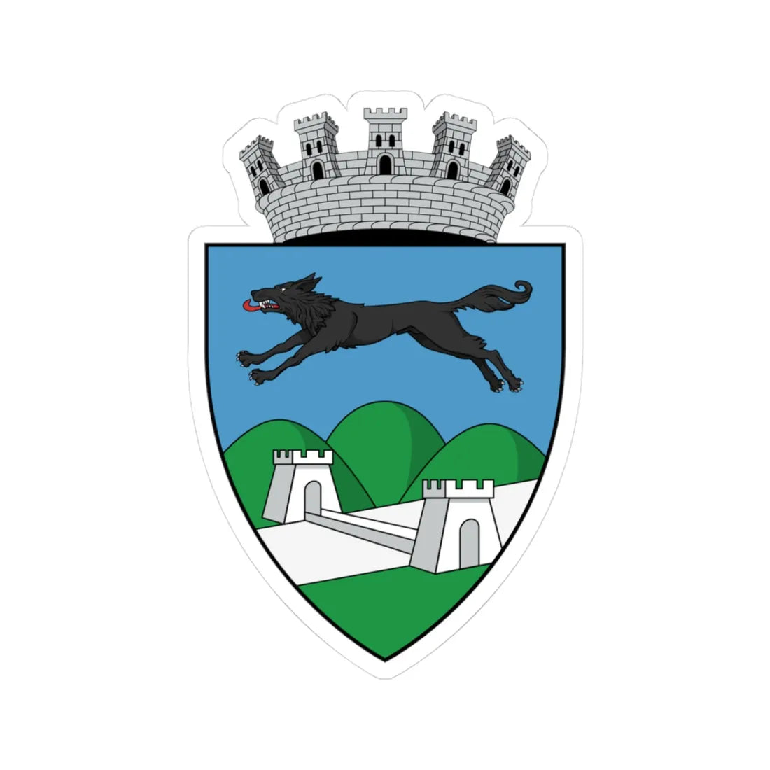 Coa Romania Town Lugos History (Oman) (Coat of Arms) STICKER Vinyl Kiss-Cut Decal 3 Inch White - The Sticker Space