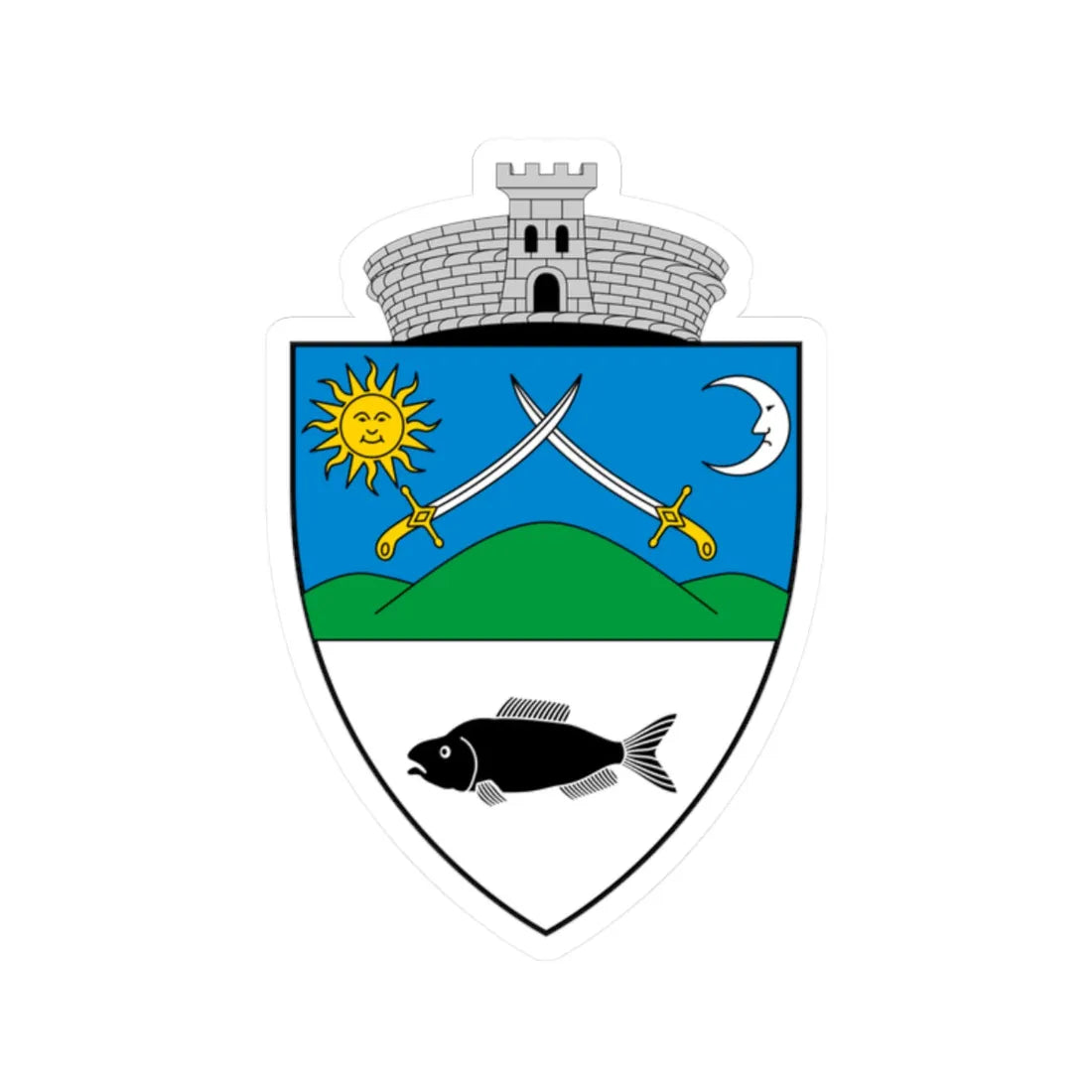 Coa Romania Town Maksa (Oman) (Coat of Arms) STICKER Vinyl Kiss-Cut Decal 2 Inch White - The Sticker Space