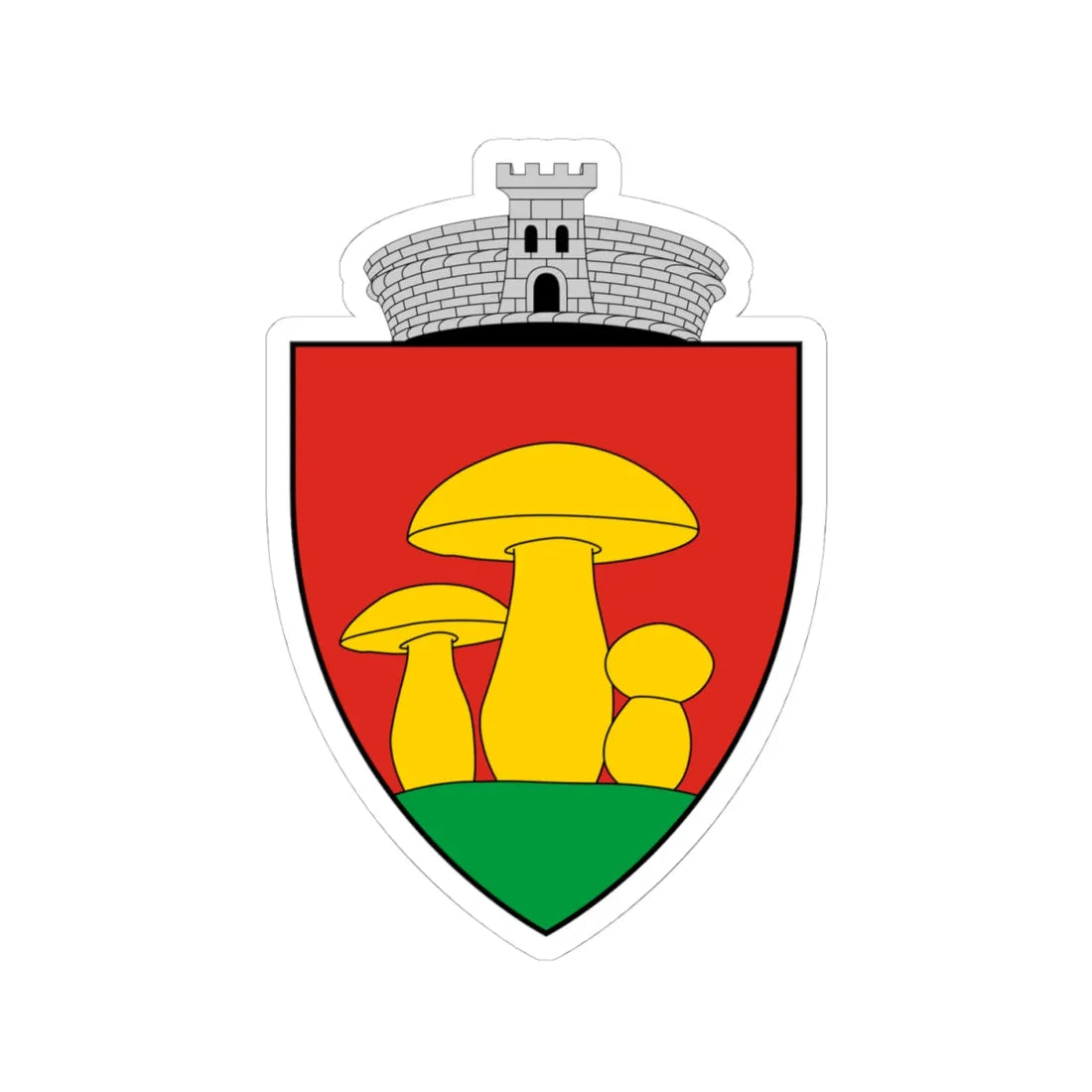 Coa Romania Town Novákfalva (Oman) (Coat of Arms) STICKER Vinyl Kiss-Cut Decal 4 Inch White - The Sticker Space