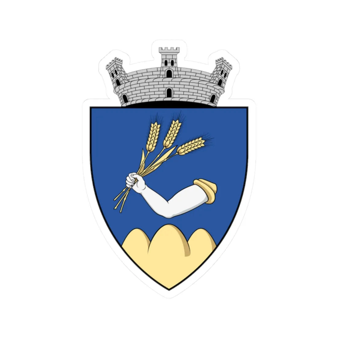 Coa Romania Town Érmihályfalva History (Oman) (Coat of Arms) STICKER Vinyl Kiss-Cut Decal 2 Inch White - The Sticker Space